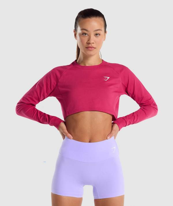 Damske Mikiny Gymshark Training Cropped Sweater Ruzove | AQ3568294